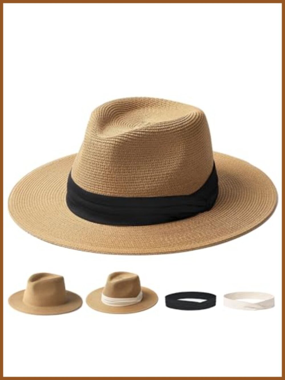 FURTALK Foldable UPF Straw Panama Fedora Sun Hat Unisex
